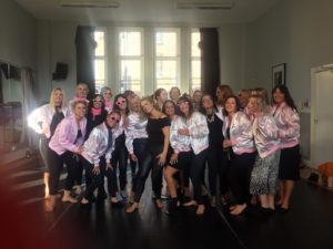 Bride and friends celebrating at Grease hen party Brighton