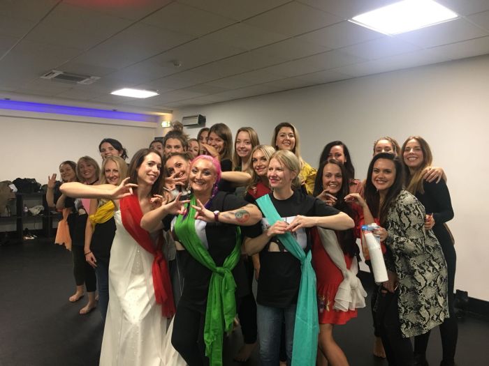 Bride and friends celebrating at samba hen party Brighton